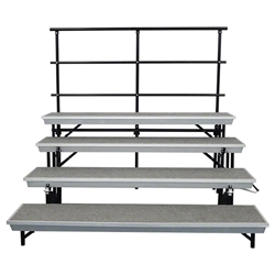 National Public Seating TransPort 4-Level Straight Choral Riser and Guard Rail Bundle standing risers, band risers, school risers, straight risers, transport risers, trans port risers, choir stage risers