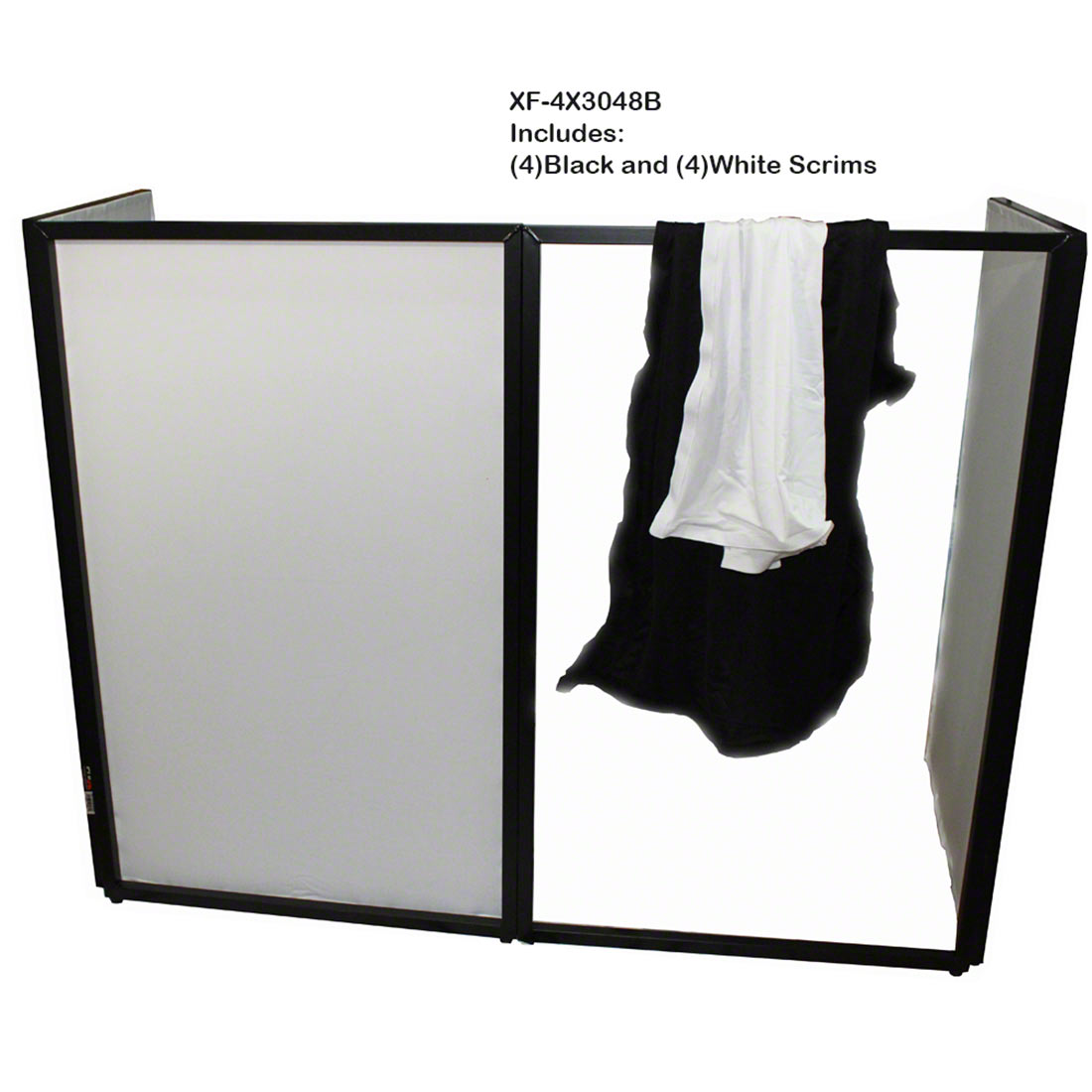 STDJB-4020-R | REFURBISHED: Professional DJ Facade with 180-Degree Hinges,  Carry Bags, Black and White Scrim Panels
