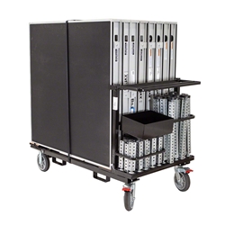 Biljax AS2100 8x16 Portable Stage & Storage Cart Package (4x4 Decks) Biljax, 4x4, modular, modular staging, stage cart, package, stage package, rolling storage, 8x16, 16x8, black poly